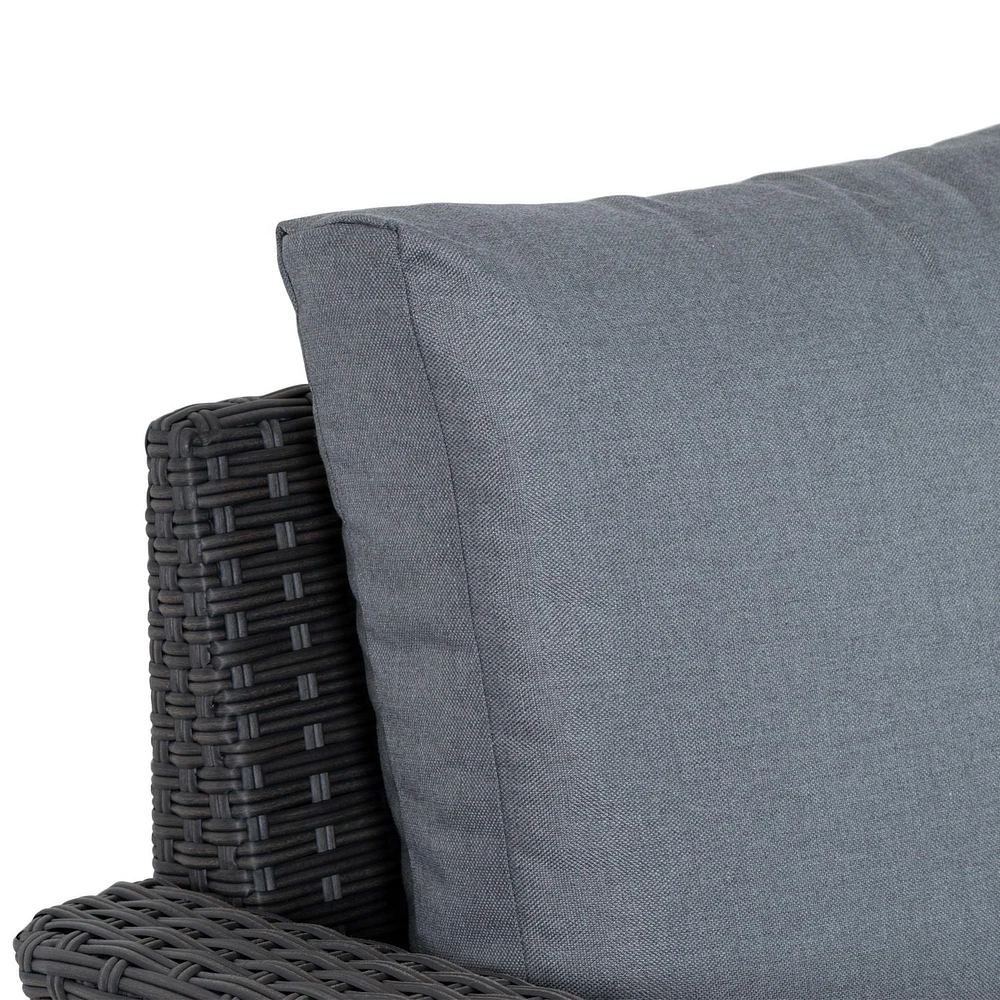 CorLiving Brisbane Rust-Resistant Wicker Left Arm Outdoor Patio Sectional Piece with Cushions