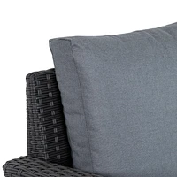 CorLiving Brisbane Rust-Resistant Wicker Left Arm Outdoor Patio Sectional Piece with Cushions