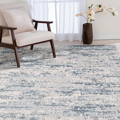 Veruca Cream and Blue Woven Area Rug