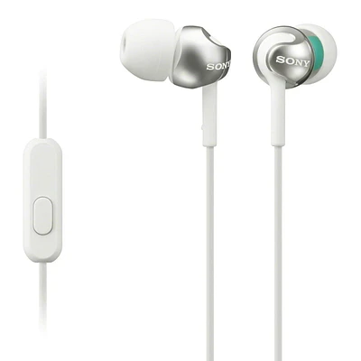 SONY MDR-EX110AP/B Step-up Ex Series Earbud Headset - White, In-ear Headphones