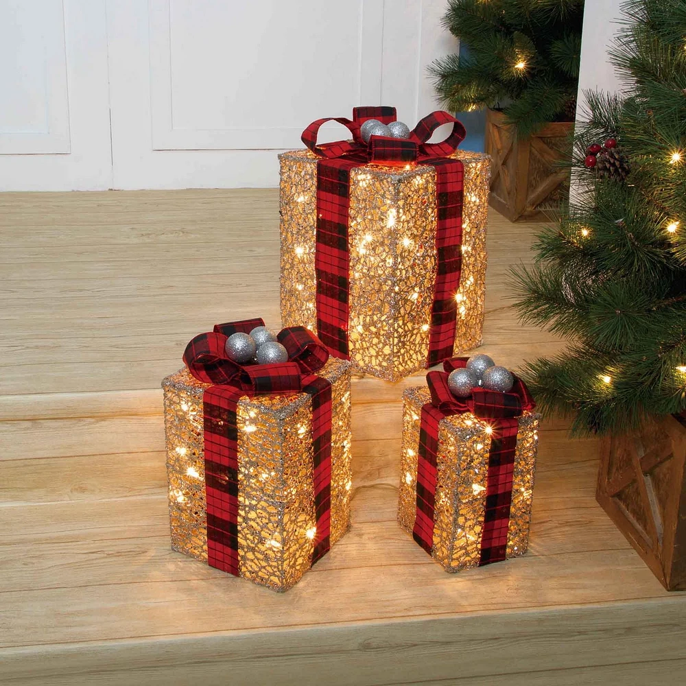 Ensemble-cadeau de Noël éclairé Holiday Time 3 pièces, avec 70 lumières à DEL