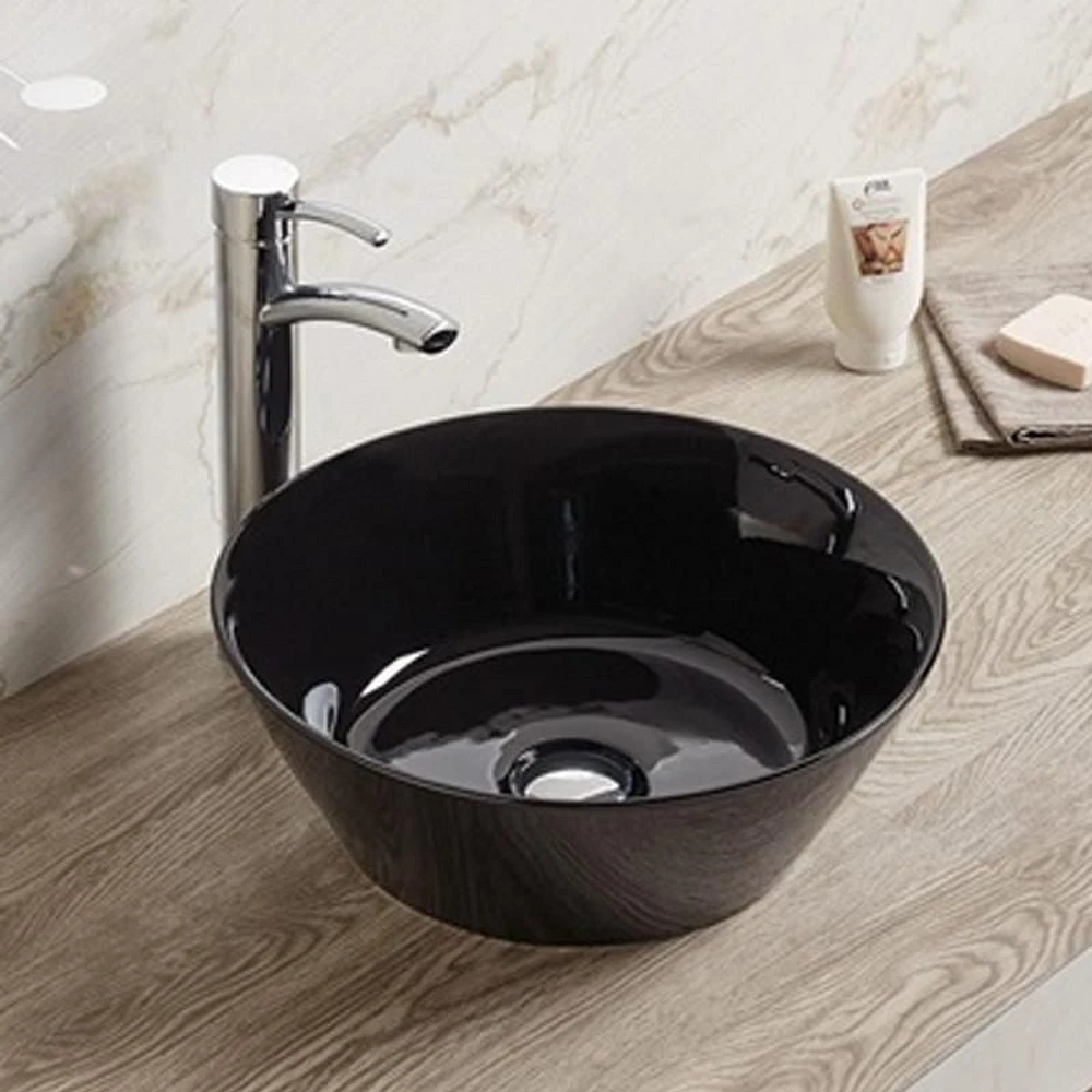 American Imaginations -in. W Above Counter Black Bathroom Vessel Sink For Deck Mount Deck Mount Drilling AI