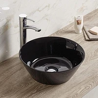 American Imaginations -in. W Above Counter Black Bathroom Vessel Sink For Deck Mount Deck Mount Drilling AI
