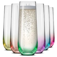 Flûtes à Champagne sans Pied Colorées Hue – 9,4 oz - Ensemble de 6 Coupe élancée et lestée