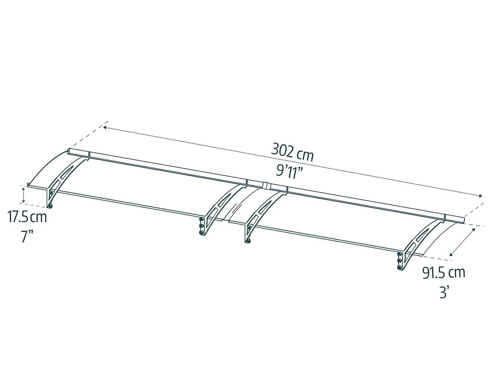 CANOPIA by PALRAM Aquila 3 ft. x 10 ft. Door and Window Fixed Awning - Grey