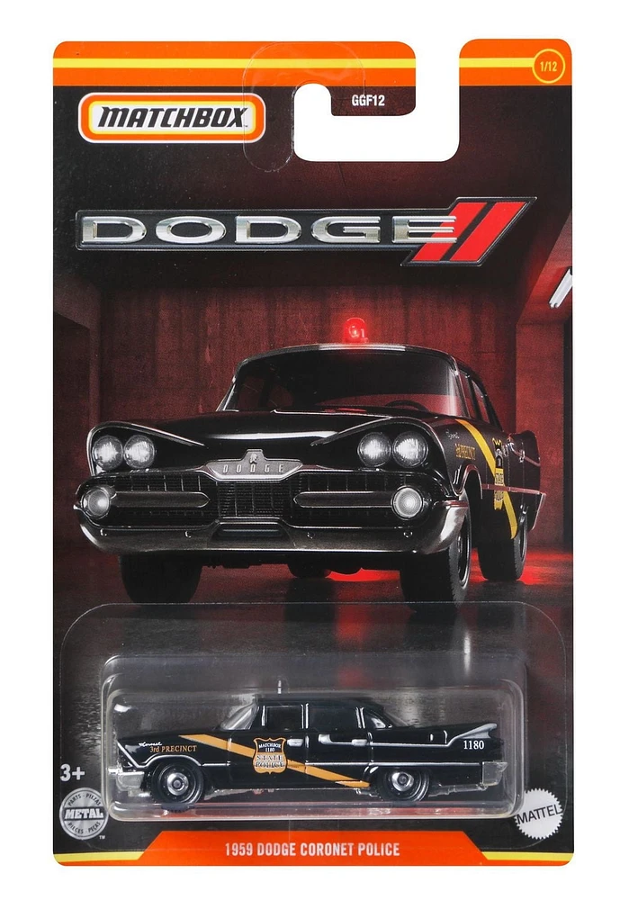 Matchbox Véhicule1959 Dodge Coronet Police échelle 1:64, collectionneurs/3 ans+
