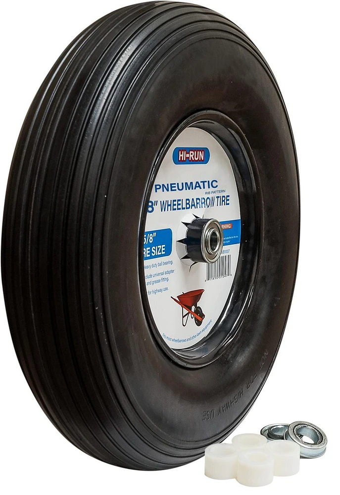 HI-RUN wheelbarrow tire with universal bearing kit and grease fitting