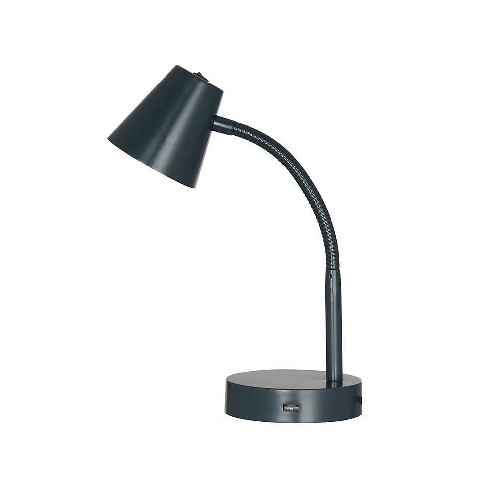 Lampe de bureau DEL gris foncé avec port USB, Mainstays