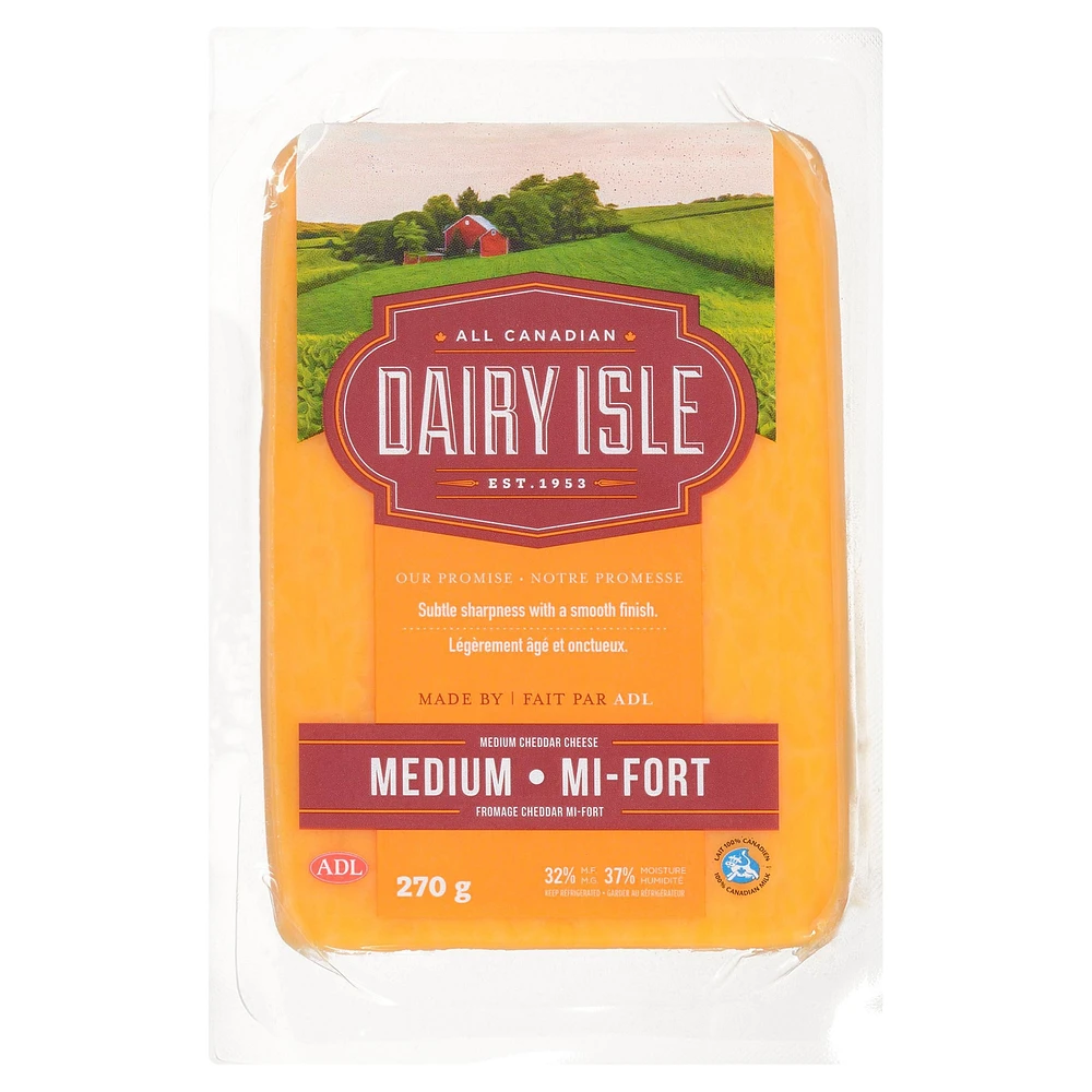 DAIRY ISLE MEDIUM CHEDDAR CHEESE, DAIRY ISLE MEDIUM CHEDDAR 270g