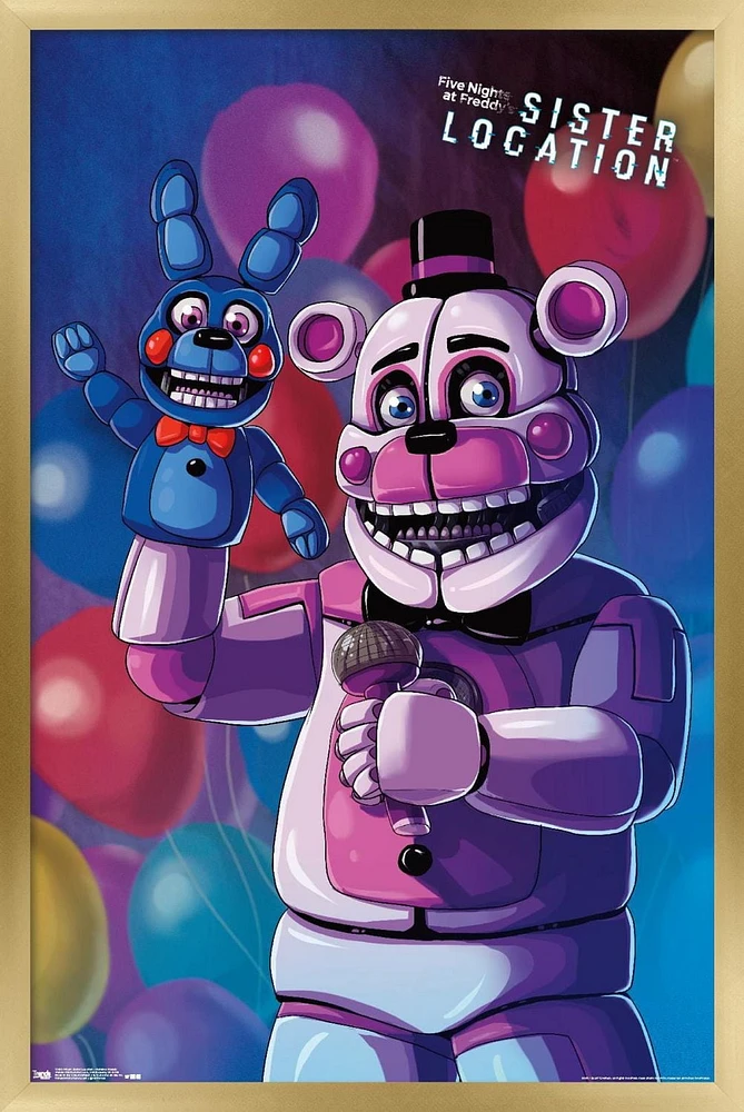 Five Nights at Freddy's: Sister Location - Funtime Freddy Wall Poster, 22.375" x 34" Framed