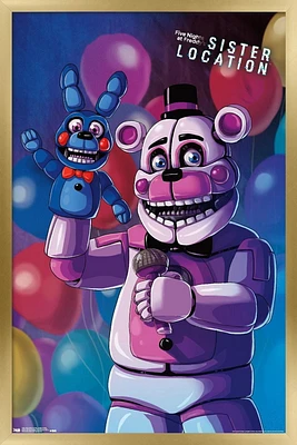 Five Nights at Freddy's: Sister Location - Funtime Freddy Wall Poster, 22.375" x 34" Framed