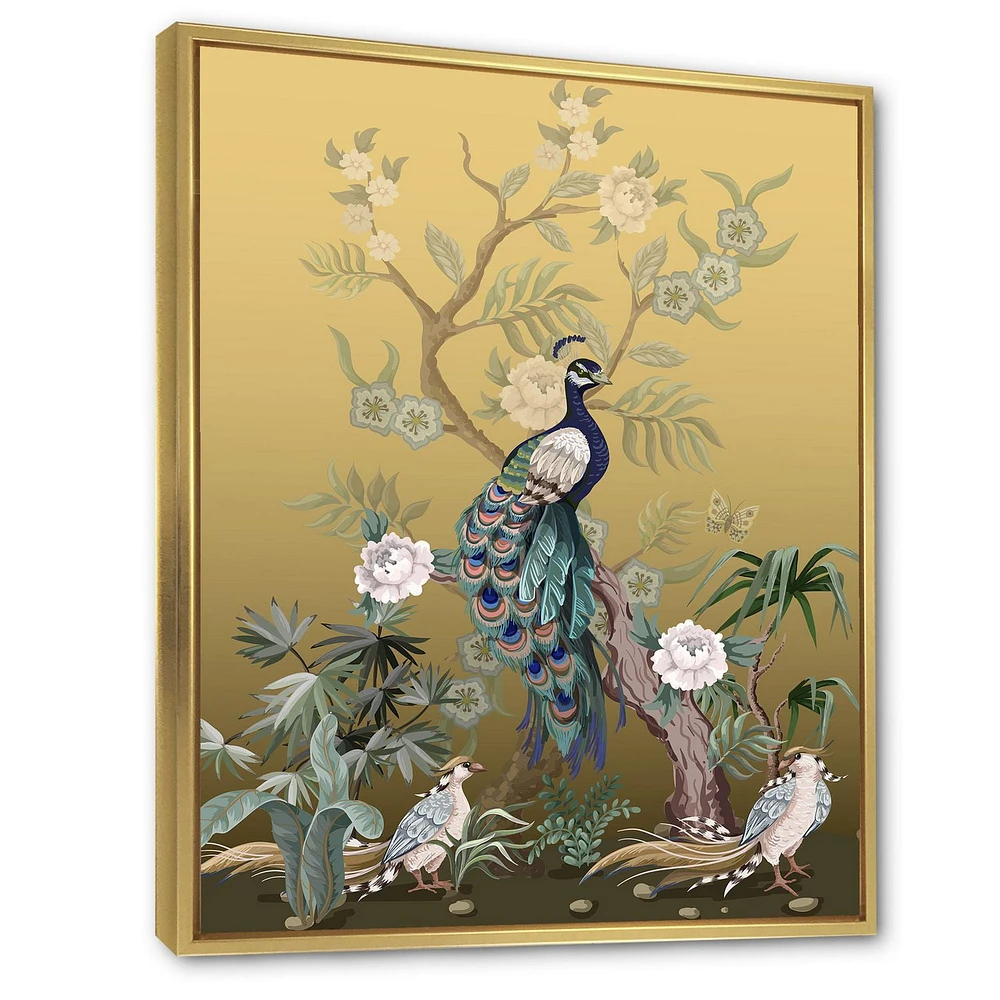 Designart Chinoiserie Aux Oiseaux Et Pivoines VI ART MURAL À CADRE FLOTTÉ