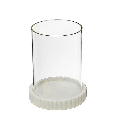 Bougeoir En Verre Avec Base En Marbre Blanc