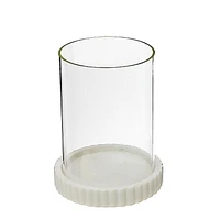 Bougeoir En Verre Avec Base En Marbre Blanc