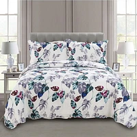 Marina Décoration Literie ultra douce avec couvre-lit et taies d'oreiller, motif de feuilles vertes modernes
