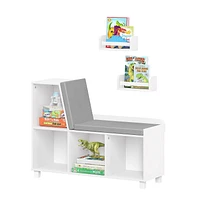 Book Nook Kids Multi-Cubby Storage Bench with 2 Bonus 10" Bookshelves