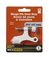 Butoir de porte à charnière 2-1/2 po blanc 1 pièce