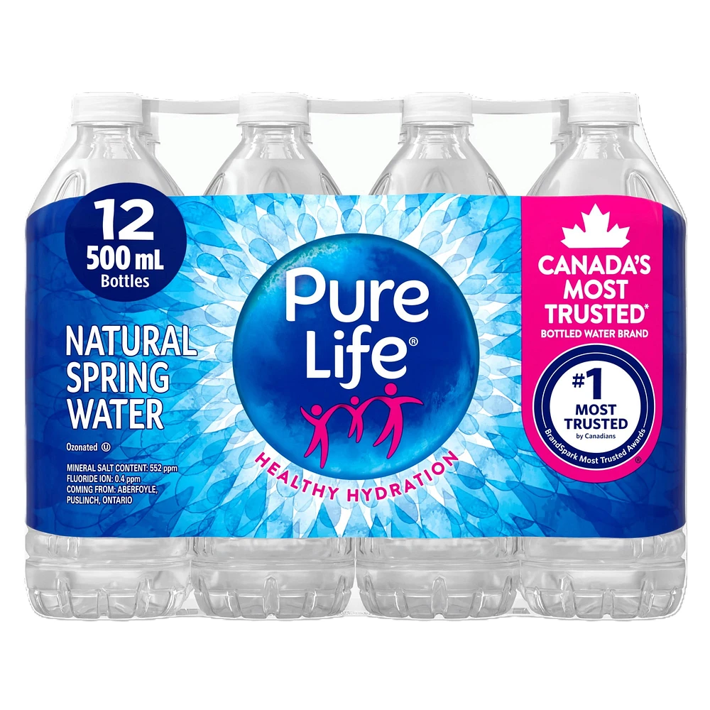 Pure Life Natural Spring Water 12x500ml, 12x500ml