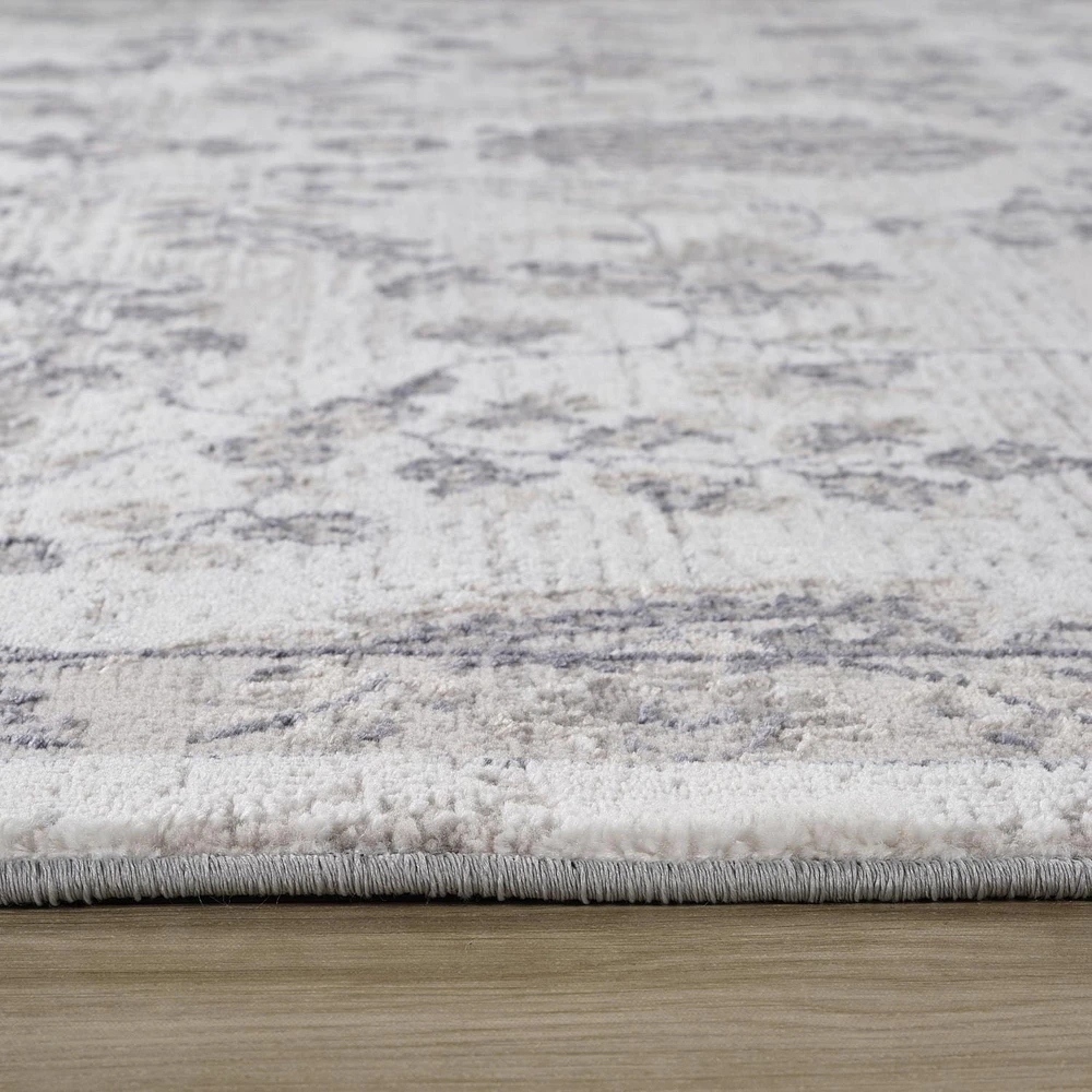 Tapis d'interieur classique Atlas Rug Branch, beige gris, motif floral - Salon, chambre, salle a manger et cuisine