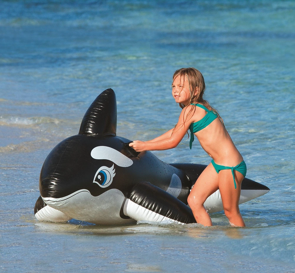 Intex Baleine Ride-On pour Enfants, À partir de 3 ans, Flotteur de Piscine Gonflable avec Poignées Résistantes
