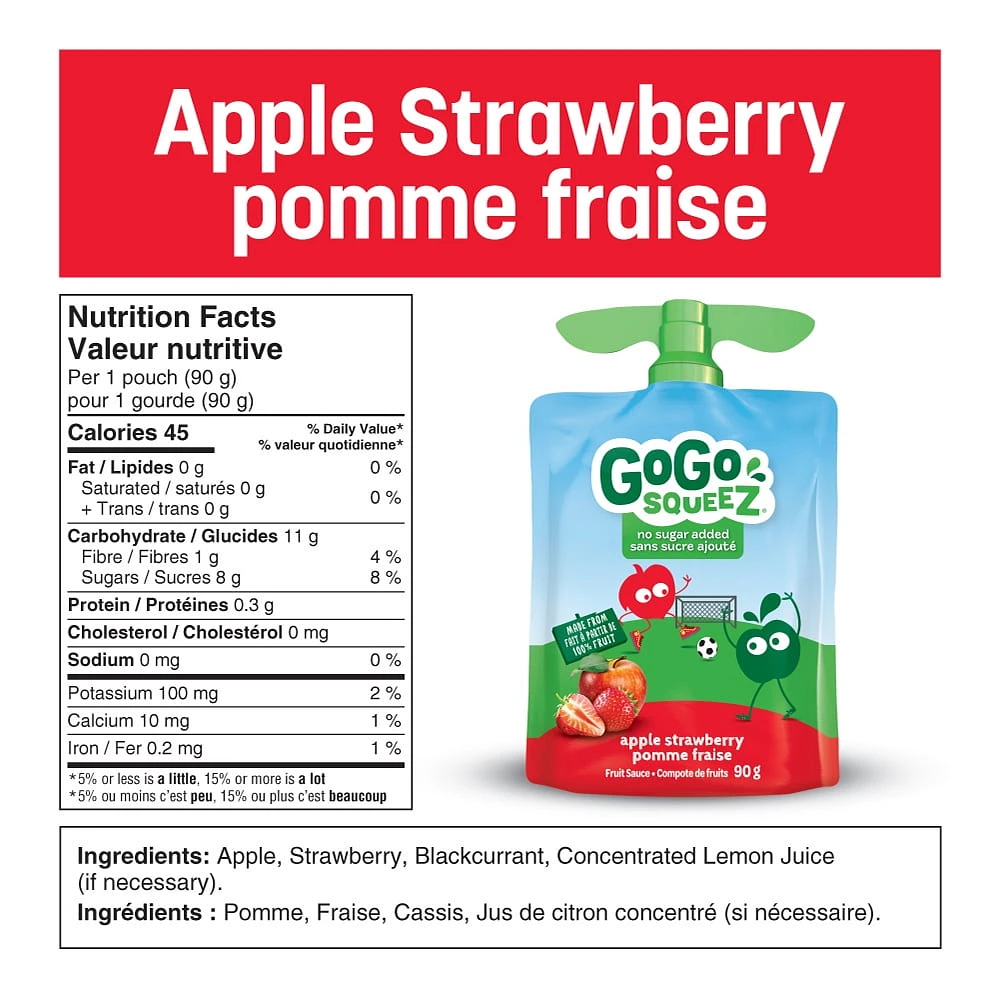 GoGo squeeZ Fruit Sauce Variety Pack, Apple, Strawberry, Peach, Banana, No Sugar Added. 90g per pouch, Pack of 20, 1.8kg