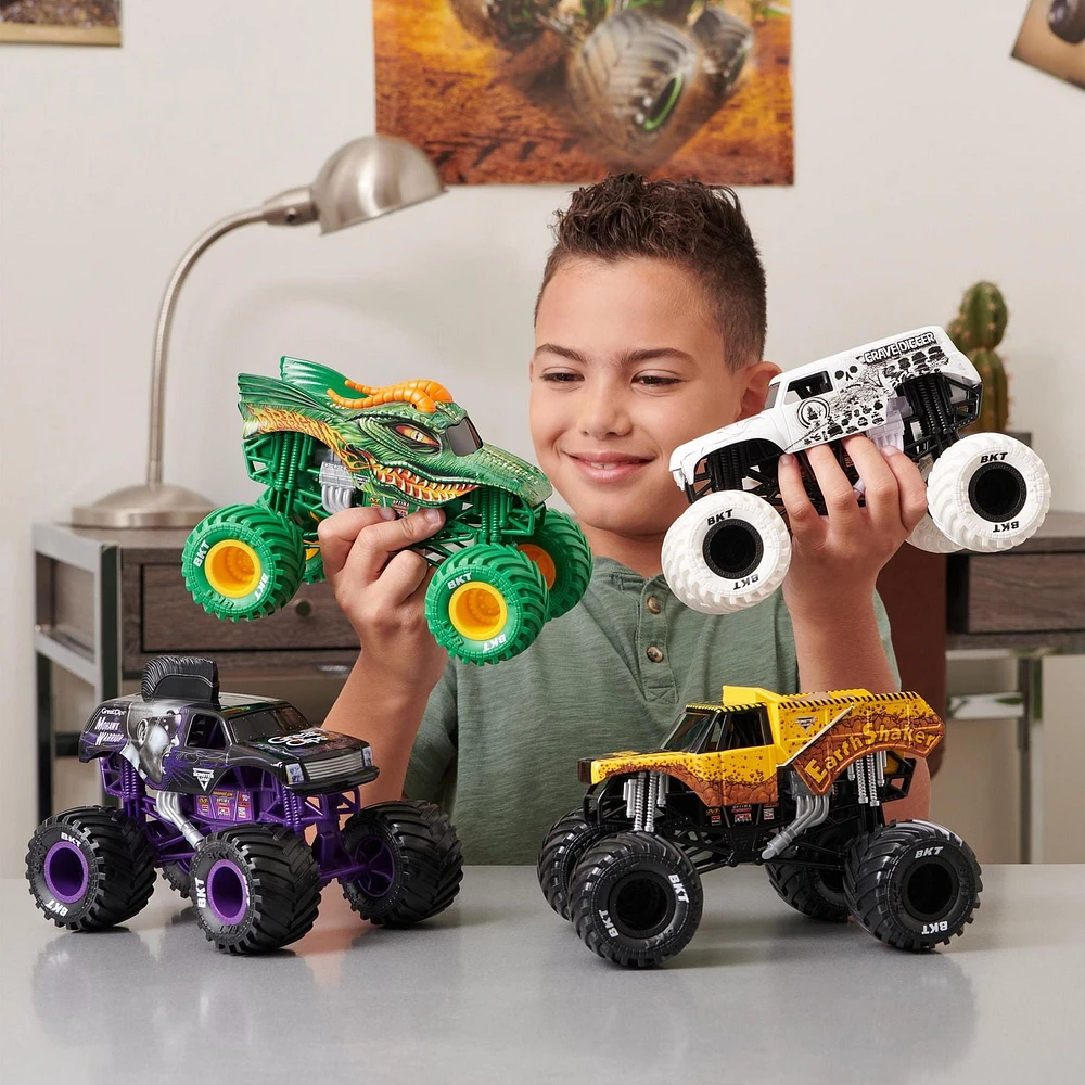 Monster Jam, Monster truck Dragon officiel, véhicule en métal moulé à collectionner, échelle 1:24, Jouets pour garçons à partir de 3 ans