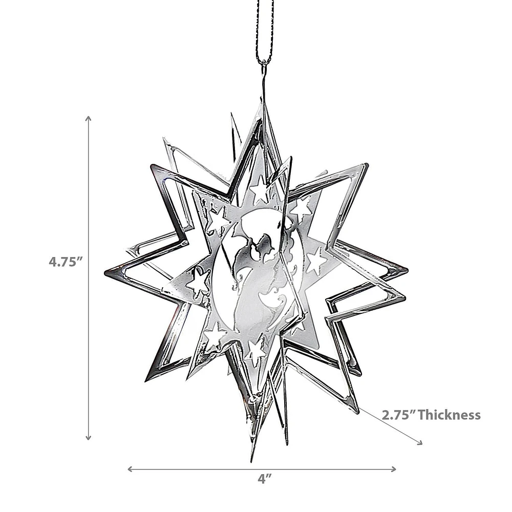 Christmas Spinning Silver Star Metal Ornement Angel - Ensemble De 12