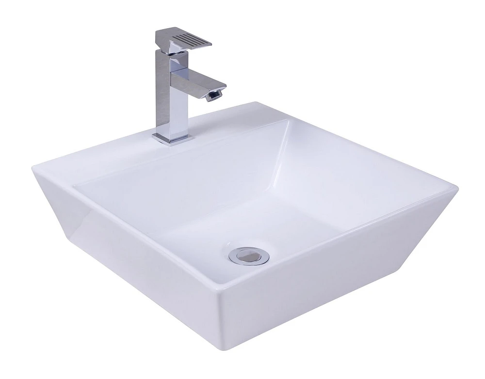 American Imaginations AI-31399 16,5 pouces W au-dessus du navire blanc de compteur pour le perçage de centre de 1 trou