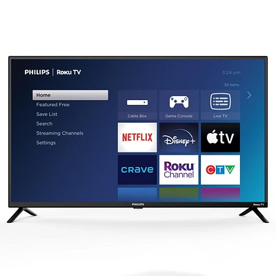 PHILIPS, 40" FHD 1080p, ROKU TV, 40PFL6543/F6, HDMI x 3, USB x 1