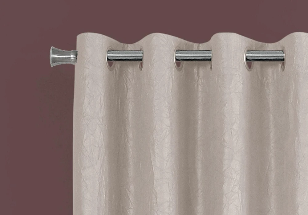 Monarch Specialties Curtain Panel, 2pcs Set, 54"w X 95"l, Room Darkening, Grommet, Living Room, Bedroom, Kitchen, Micro Suede, Polyester, Beige, Contemporary, Modern
