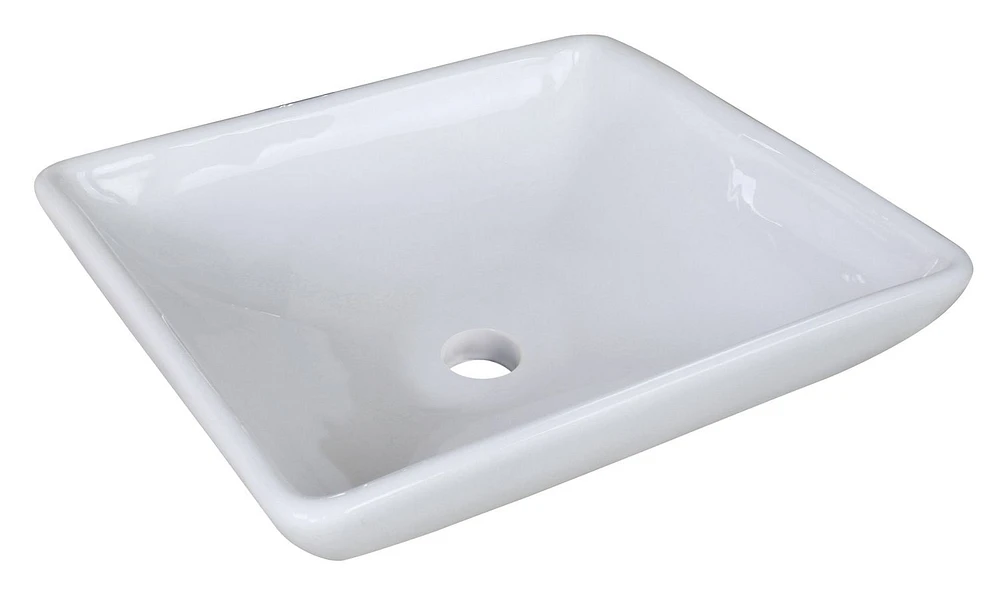 American Imaginations -in. W Above Counter White Bathroom Vessel Sink For 1 Hole Center Drilling AI