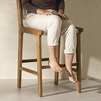 Tabouret en corde tressée et en bois de teck<br><br>