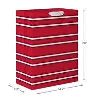 Très grand sac-cadeau Hallmark de 20 po (rayures rouges et blanches, paillettes) pour Noël, les anniversaires et plus encore.