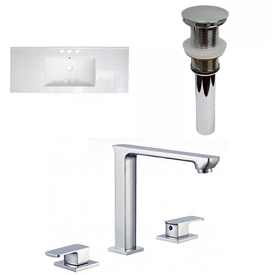 American Imaginations AI-32635 48 po WX 18.5 pouces Dessus en céramique D en couleur blanche pour 3H8-in. Robinet