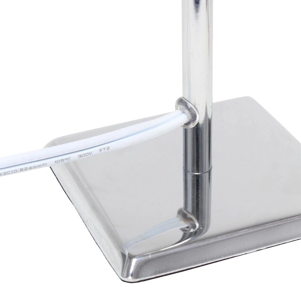 Simple Designs Mini lampe de table chromée avec abat-jour carré en tissu Empire
