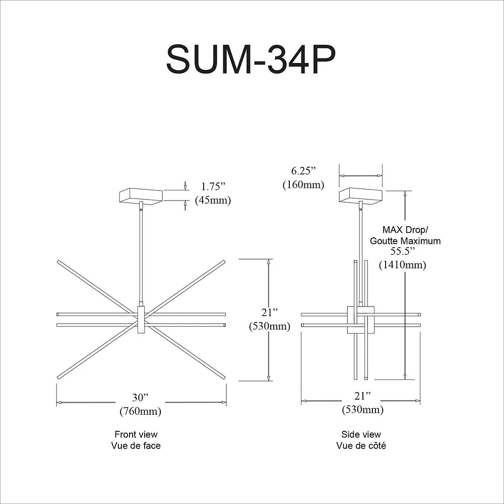 Dainolite SUM-34P-MB Matte Black Pendant