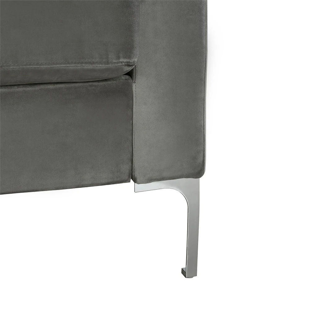 Novogratz Chapman Canapé avec pieds Chrome, velours gris Canapé
