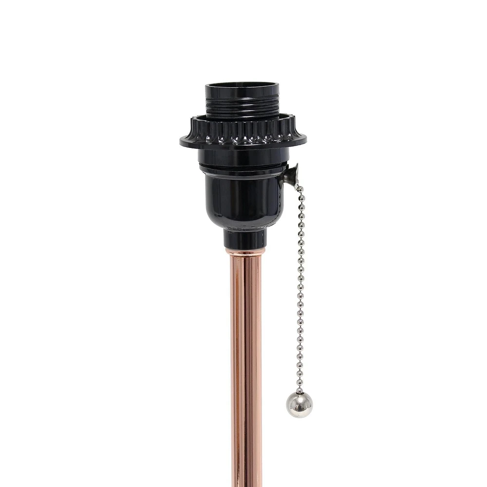 LimeLights Lampe bâton en or rose avec prise de charge et abat-jour en tissu, lot de 2