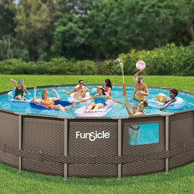 Piscine « Crystal Vue Oasis » design 18 pieds de Funsicle, rotin double foncé Avec accessoires et filtre, 18 pi x 48 po