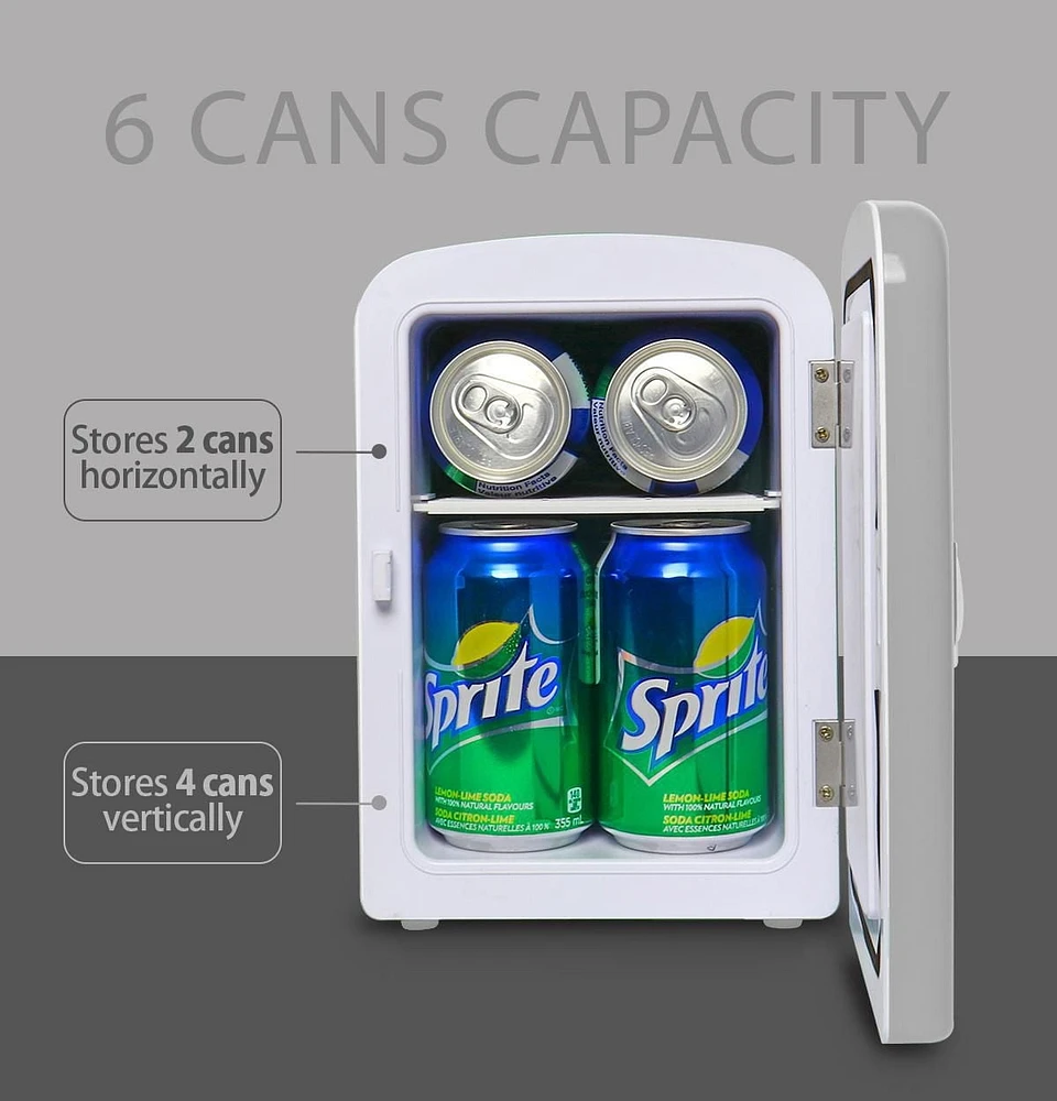 Coors Light Mini Réfrigérateur 6 Canettes, 4.2L, Refroidisseur Personnel pour Aliments, Boissons & Soins de la Peau – Idéal pour Maison, Bureau, Université