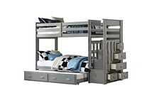 ACME Allentown Twin/Twin Bunk Bed w/Storage Ladder & Trundle in Gray