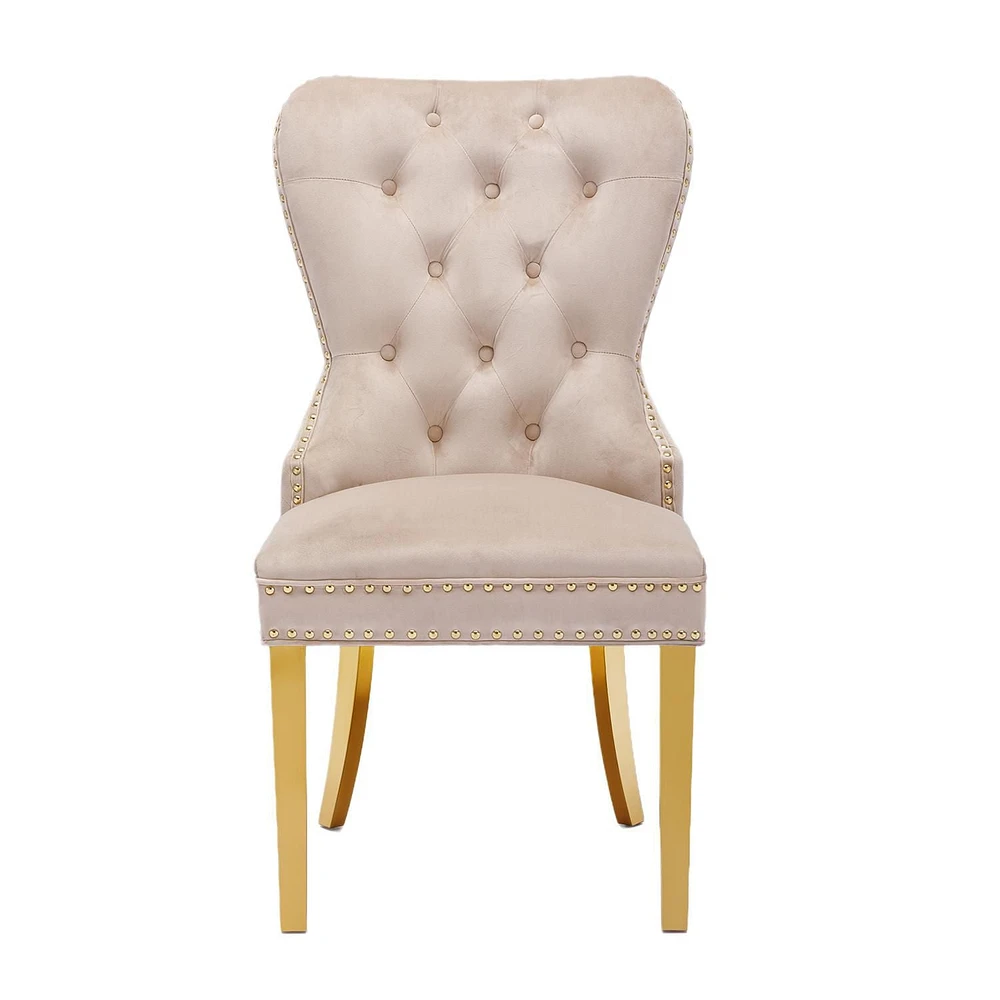 Chaise de salle à manger canadienne Alisha beige avec pieds dorés