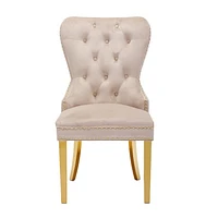 Chaise de salle à manger canadienne Alisha beige avec pieds dorés