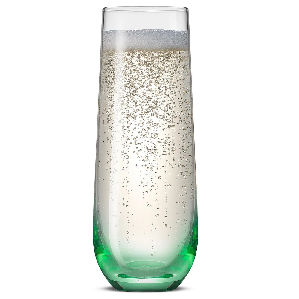Flûtes à Champagne sans Pied Colorées Hue – 9,4 oz - Ensemble de 6 Coupe élancée et lestée