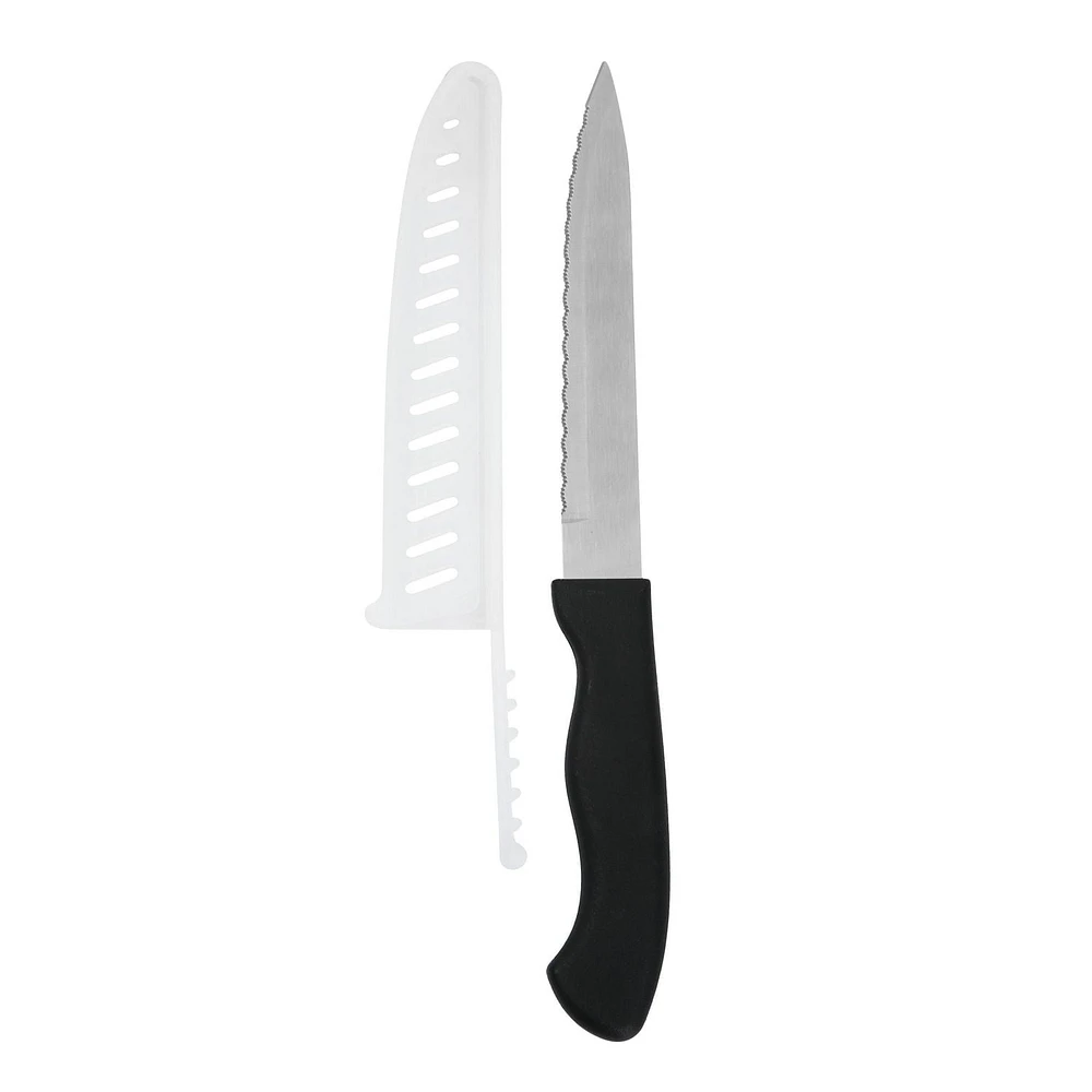 Couteau utilitaire Mainstays de 5 po en acier inoxydable avec manche en plastique noir