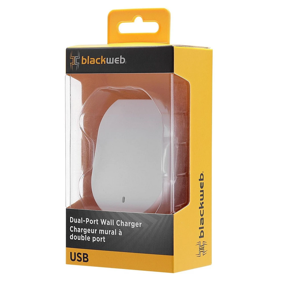 Chargeur mural USB à double port blackweb (Blanc)