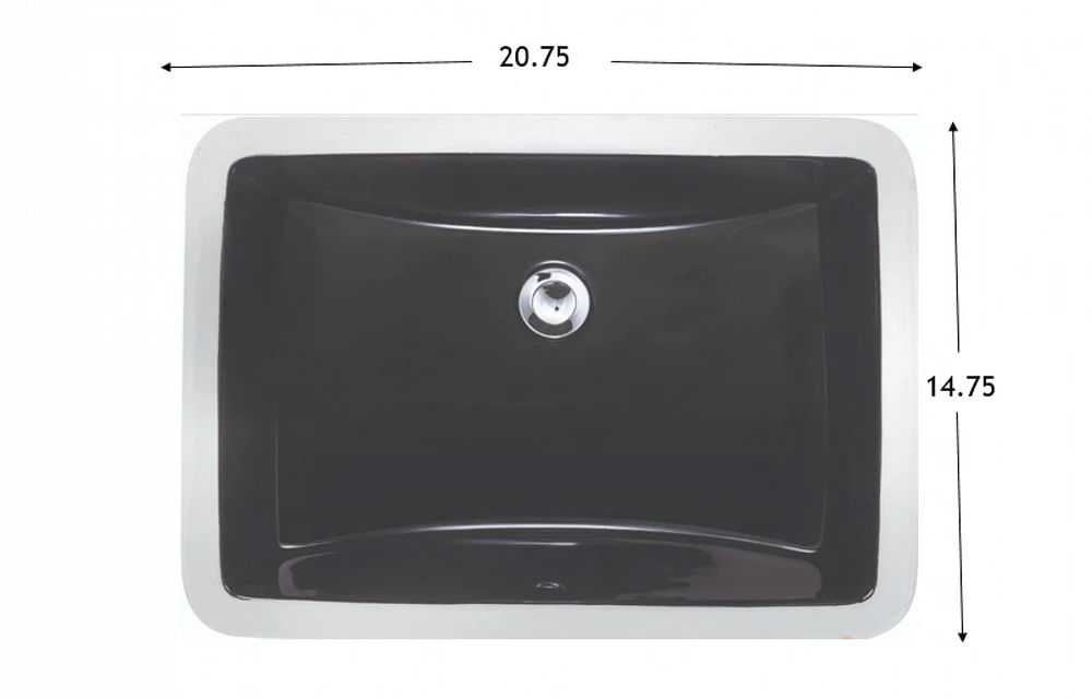 American Imaginations 18 pouces. L 12.375-in. D Lavabo de salle de bain rectangulaire certifié CSA de couleur noire