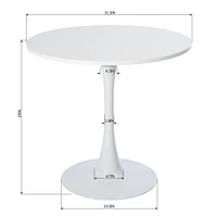 Ensemble de salle à manger 3 pièces Homy Casa avec table ronde blanche et 2 chaises rembourrées pour cuisine et salle à manger