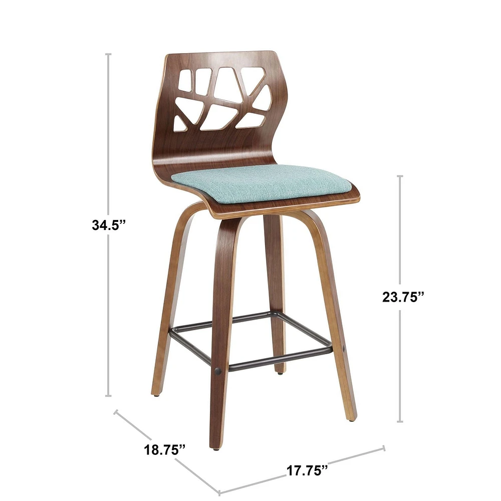 Tabouret de comptoir de comptoir moderne milieu-du-siècle Folia