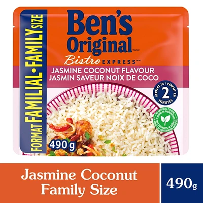 BEN'S ORIGINAL BISTRO EXPRESS Jasmine Rice Side Dish, 490g Family Size Pouch, Ben's Original Bistro Express Family Size Jasmine Coconut Flavour